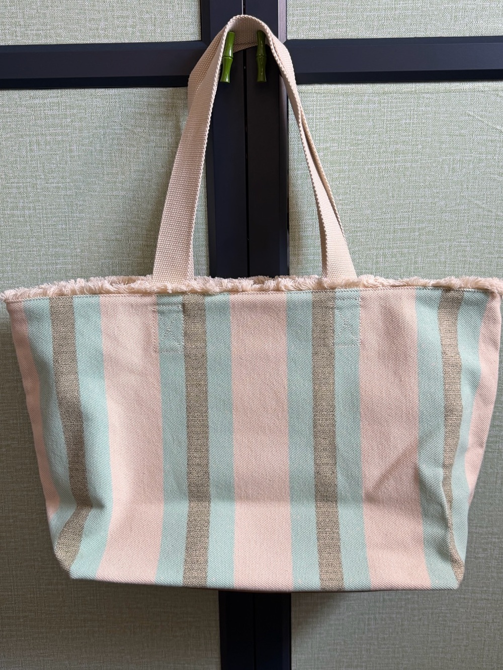 Spartina 449 Alljoy Landing Embroidered Palm Tree Striped Canvas Beach Tote - Picture 3 of 9